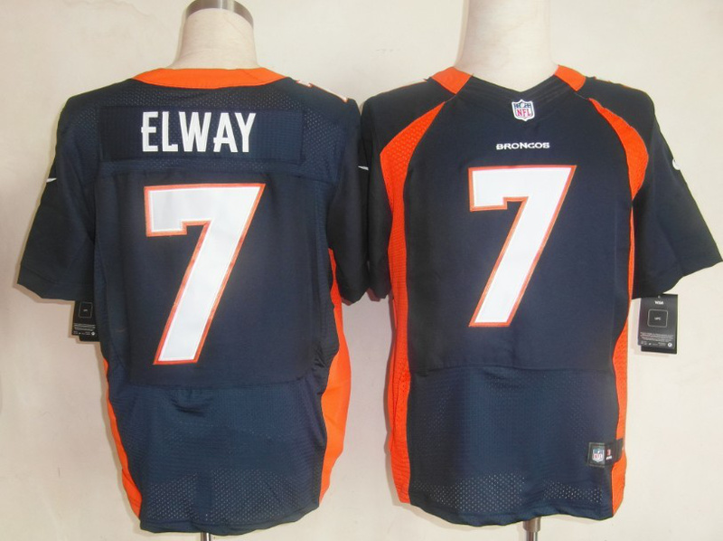 Nike Broncos 7 Elway Blue Elite Jerseys