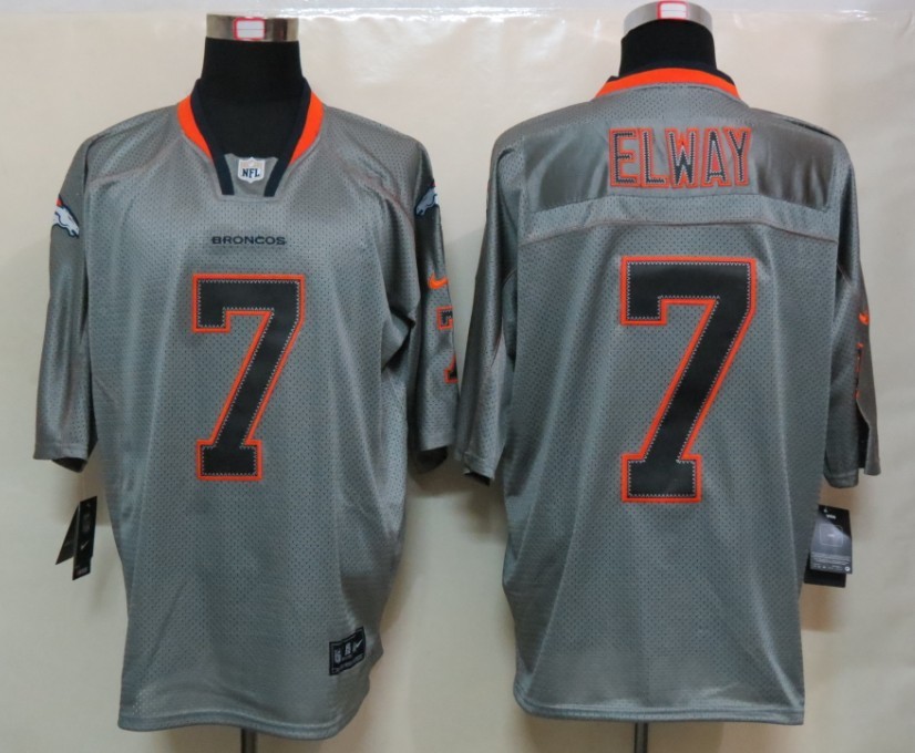 Nike Broncos 7 Elway Lights Out Grey Elite Jerseys