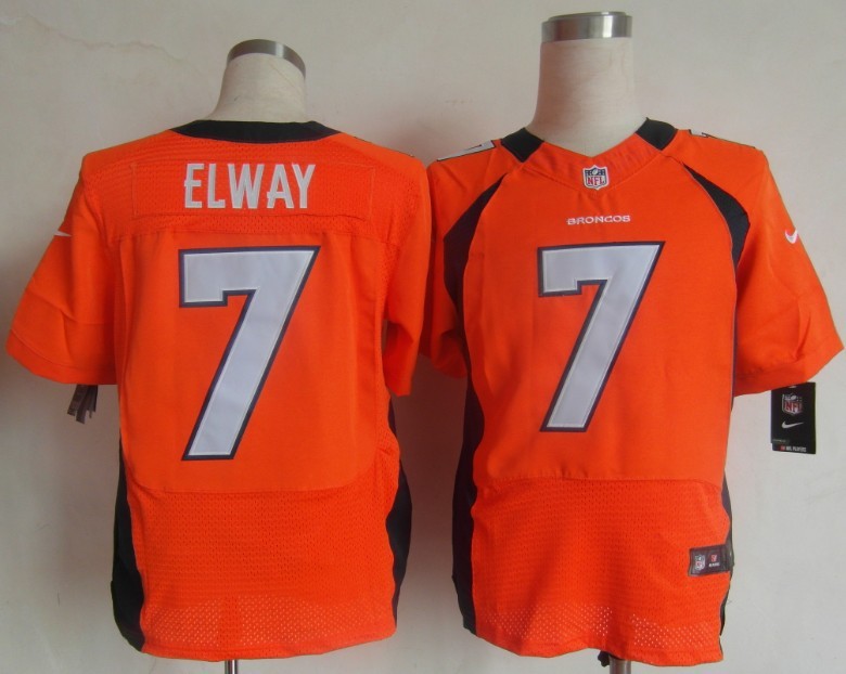 Nike Broncos 7 Elway Orange Elite Jerseys