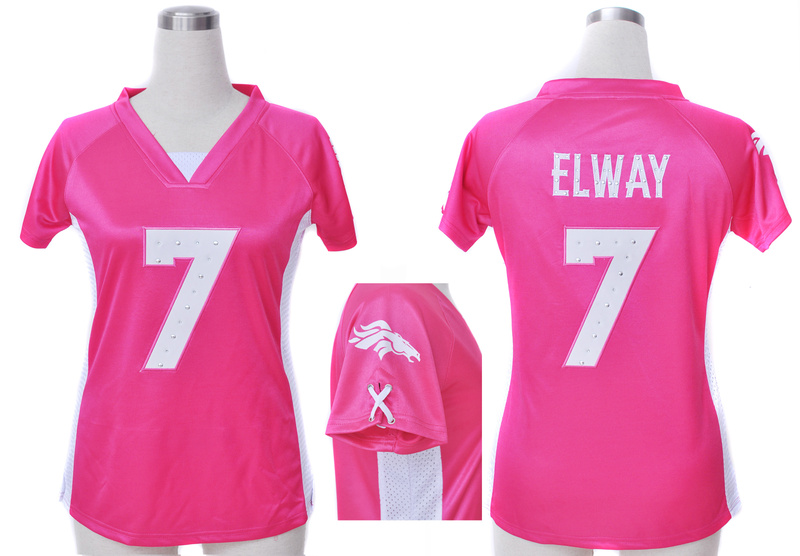 Nike Broncos 7 Elway Pink Women Draft Him II Top Jerseys