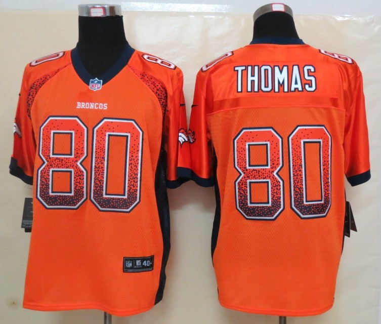 Nike Broncos 80 Thomas Orange Elite Drift Jersey - Click Image to Close