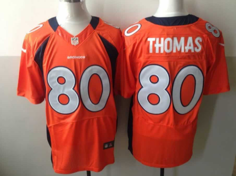 Nike Broncos 80 Thomas Orange Elite Jerseys