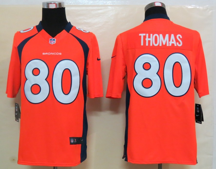 Nike Broncos 80 Thomas Orange Game Jerseys