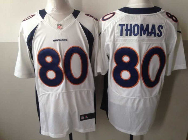 Nike Broncos 80 Thomas White Elite Jerseys