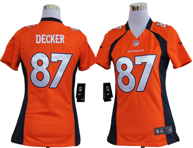 Nike Broncos 87 Decker Orange Game Women Jerseys