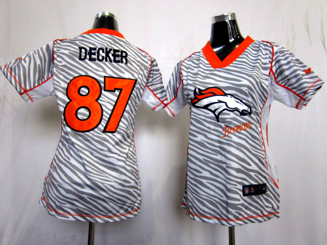 Nike Broncos 87 Decker Women Zebra Jerseys