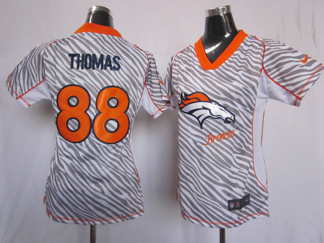 Nike Broncos 88 Thomas Women Zebra Jerseys