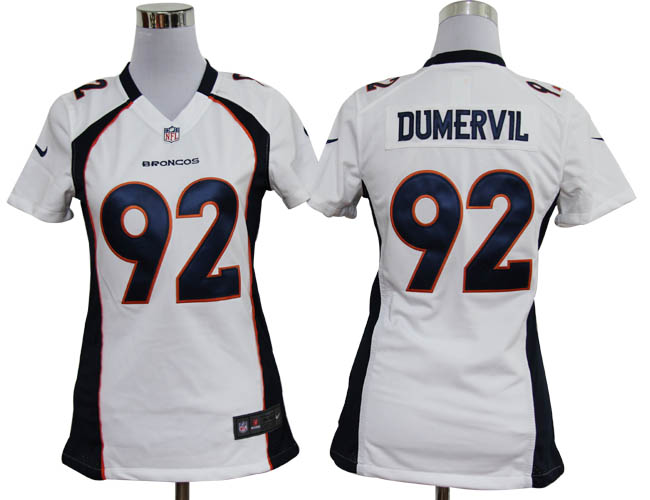 Nike Broncos 92 Dumervilr White Game Women Jerseys