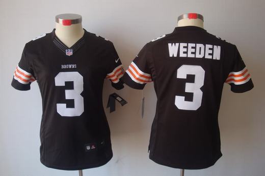Nike Browns 3 Weeden Brown Women Game Jerseys - Click Image to Close