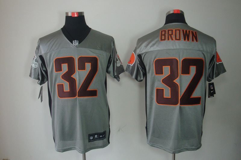 Nike Browns 32 Brown Lights Out Grey Elite Jerseys - Click Image to Close