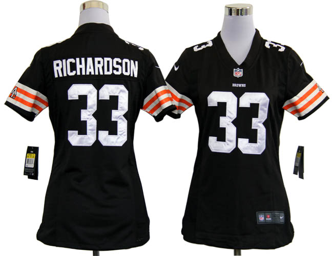 Nike Browns 33 Richardson Black Game Women Jersyes
