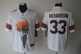 Nike Browns 33 Richardson White Helmet Tri-Blend Limited Jerseys