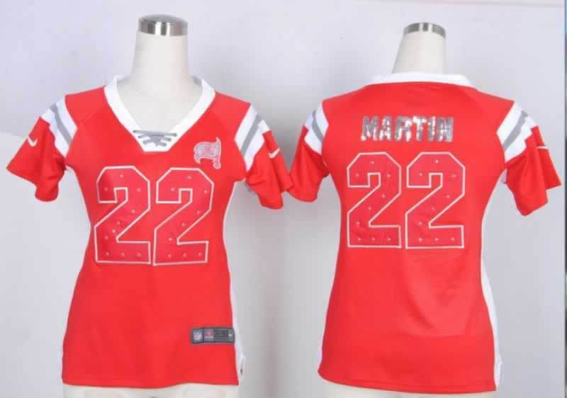 Nike Buccaneers 22 Martin Red Women's Handwork Sequin lettering Fashion Jerseys - Click Image to Close