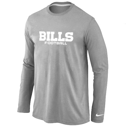 Nike Buffalo Bills Authentic font Long Sleeve T-Shirt Grey - Click Image to Close