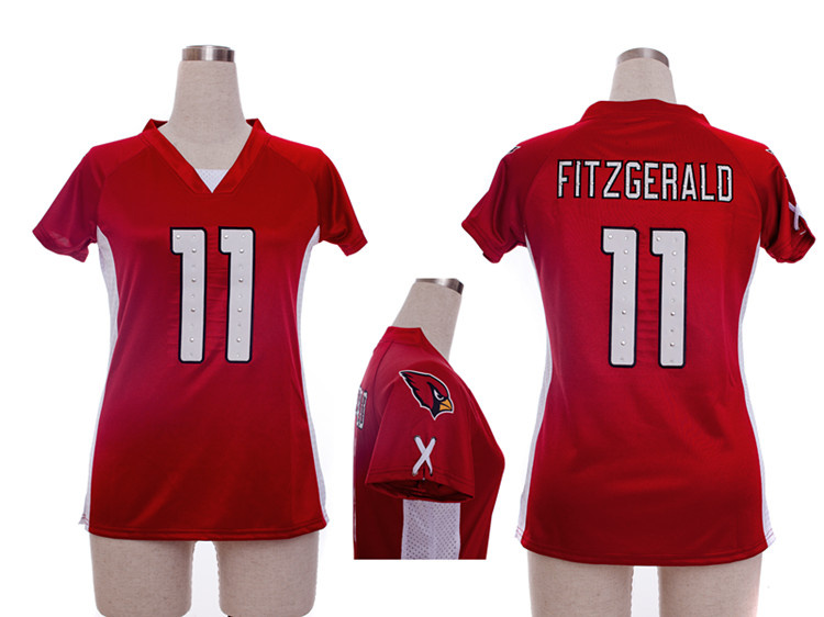 Nike Cardinals 11 Fitzgerald Red Women Draft Him II Top Jerseys