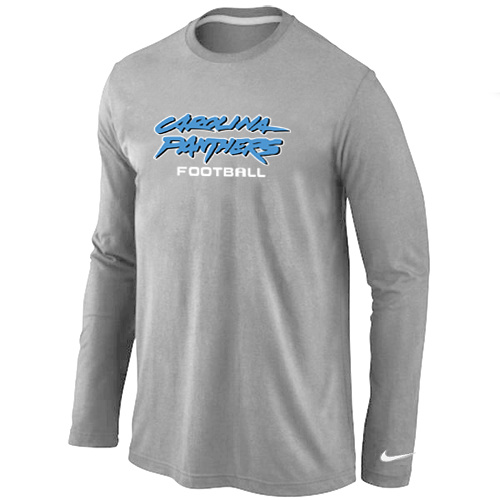 Nike Carolina Panthers Authentic font Long Sleeve T-Shirt Grey
