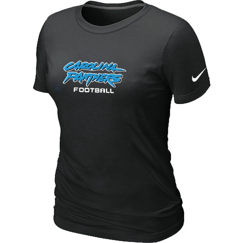 Nike Carolina Panthers Sideline Legend Authentic Font Women's T-Shirt Black - Click Image to Close