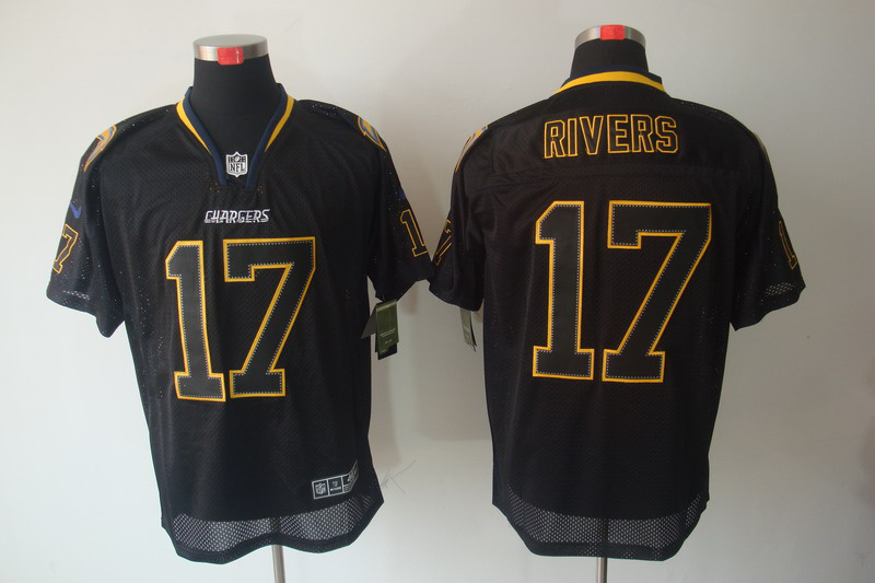 Nike Chargers 17 Rivers Black Shadow Elite Jersey