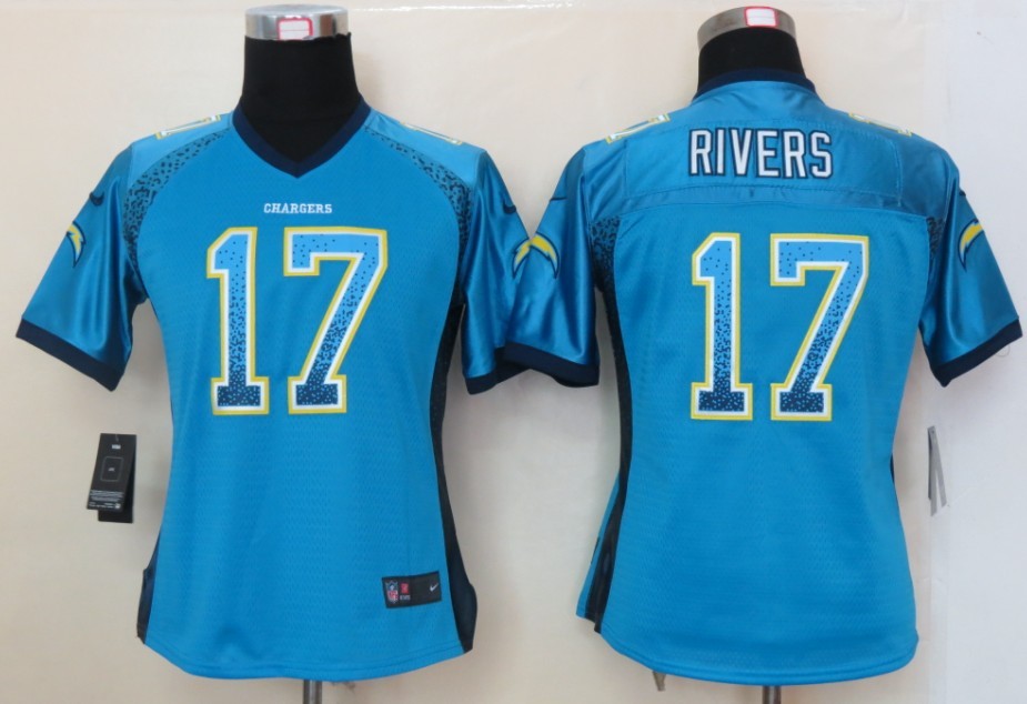 Nike Chargers 17 Rivers Blue Women Elite Drift Jersey - Click Image to Close