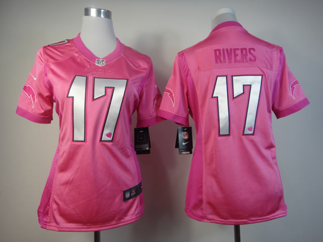 Nike Chargers 17 Rivers Pink Love's Women Jerseys - Click Image to Close