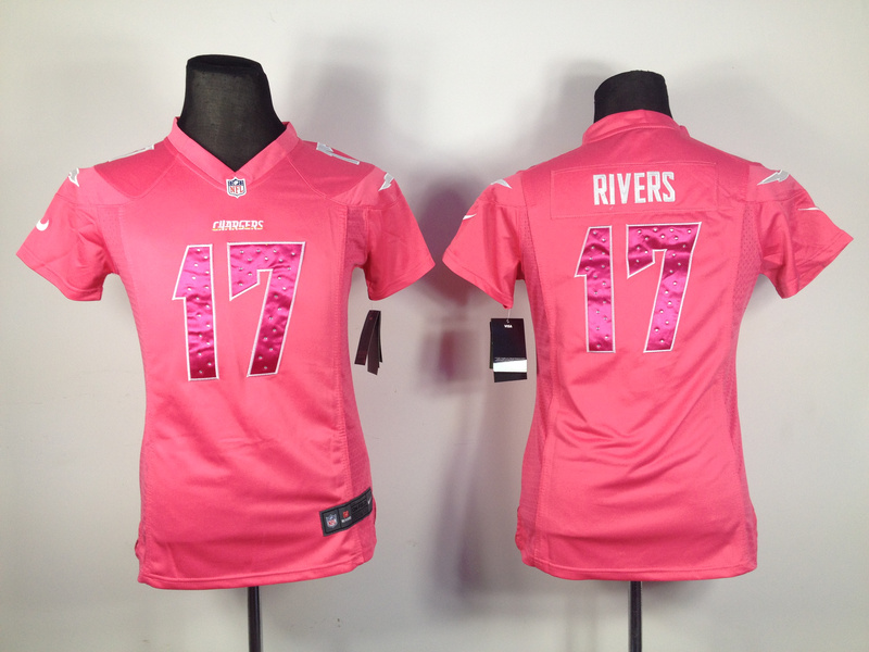 Nike Chargers 17 Rivers Pink Women Jerseys