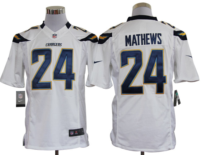 Nike Chargers 24 White Limited Jerseys