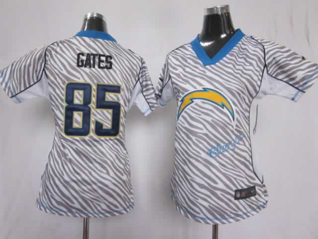 Nike Chargers 85 Gates Women Zebra Jerseys
