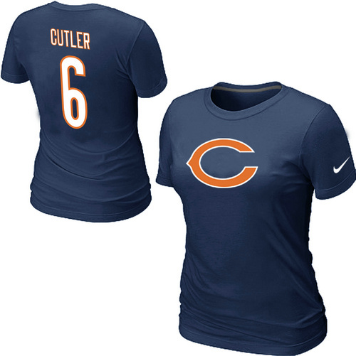 Nike Chicago Bears 6 Jay Cutler Name & Number Women's T-Shirt Blue