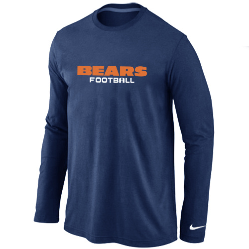 Nike Chicago Bears Authentic font Long Sleeve T-Shirt D.Blue Nike Chicago Bears Authentic font Long Sleeve T-Shirt D.Blue