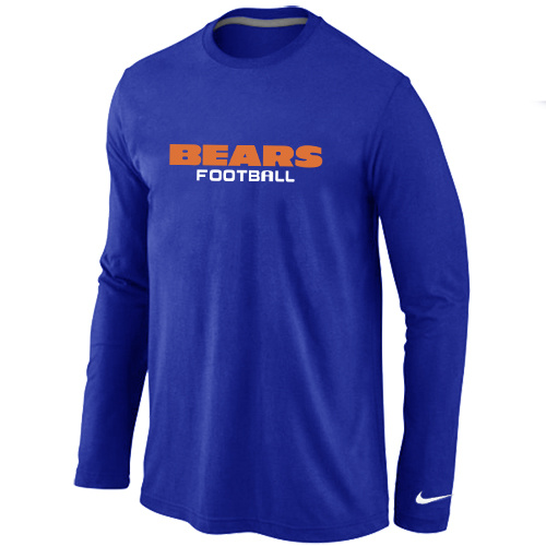 Nike Chicago Bears Authentic font Long Sleeve T-Shirt blue - Click Image to Close