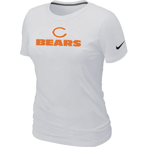 Nike Chicago Bears Authentic logo Women's T-Shirt White - Click Image to Close