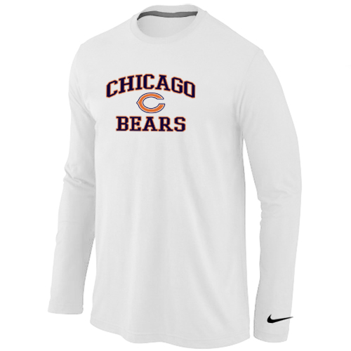 Nike Chicago Bears Heart & Soul Long Sleeve T-Shirt White - Click Image to Close