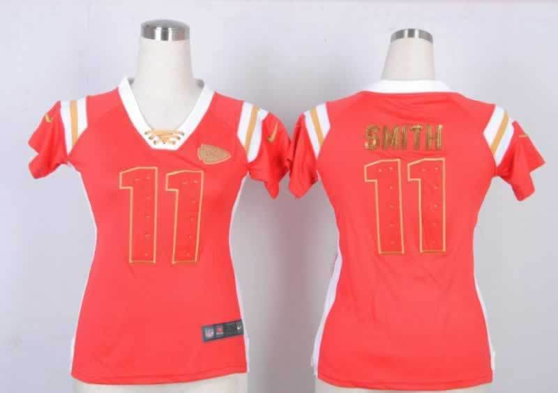 Nike Chiefs 11 Smith Red Women's Handwork Sequin lettering Fashion Jerseys