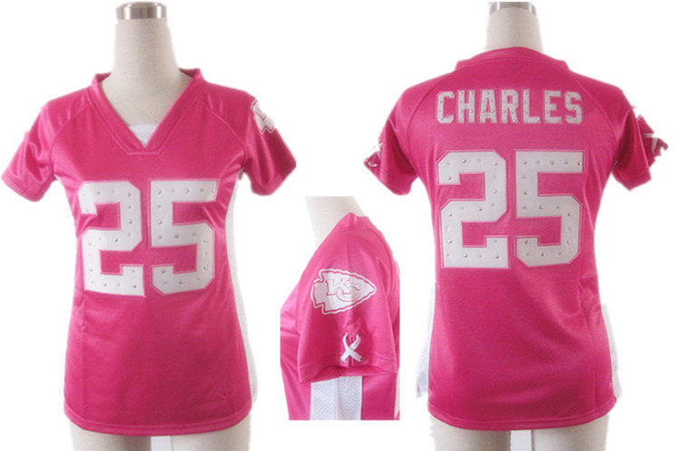 Nike Chiefs 25 Charles Pink Women Draft Him II Top Jerseys