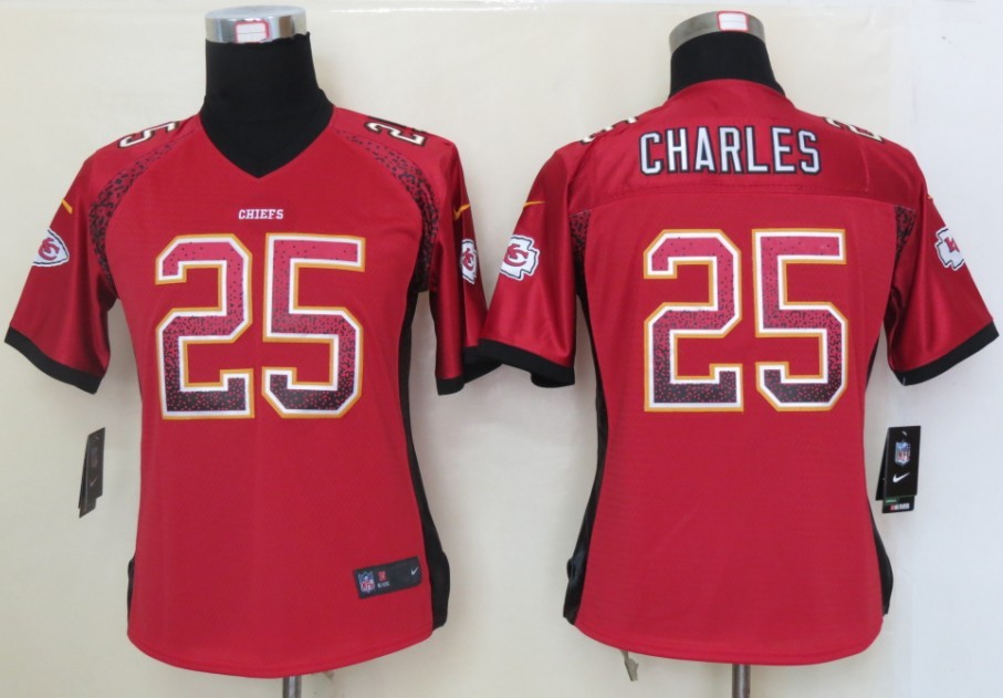 Nike Chiefs 25 Charles Red Women Elite Drift Jersey - Click Image to Close