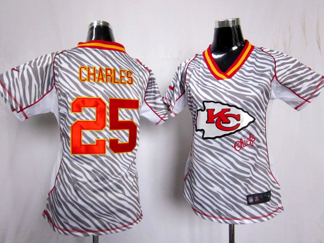 Nike Chiefs 25 Charles Women Zebra Jerseys