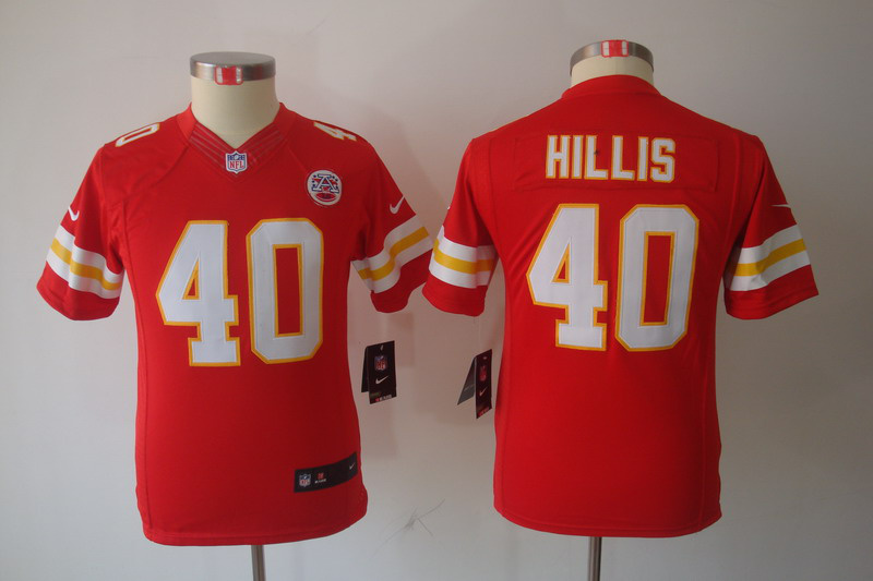 Nike Chiefs 40 Hillis Red Kids Limited Jerseys