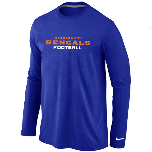 Nike Cincinnati Bengals Authentic font Long Sleeve T-Shirt blue - Click Image to Close