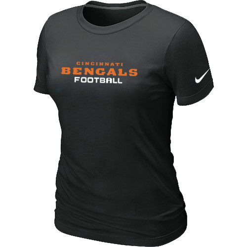Nike Cincinnati Bengals Sideline Legend Authentic Font Women's T-Shirt BLACK - Click Image to Close