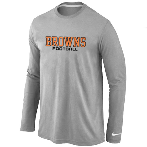 Nike Cleveland Browns Authentic font Long Sleeve T-Shirt Grey