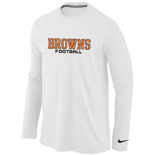 Nike Cleveland Browns Authentic font Long Sleeve T-Shirt White