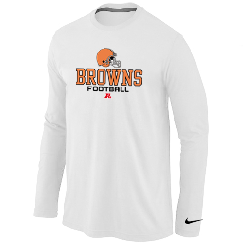Nike Cleveland Browns Critical Victory Long Sleeve T-Shirt White - Click Image to Close