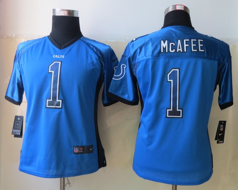 Nike Colts 1 McAfee Blue Women Elite Drift Jersey - Click Image to Close