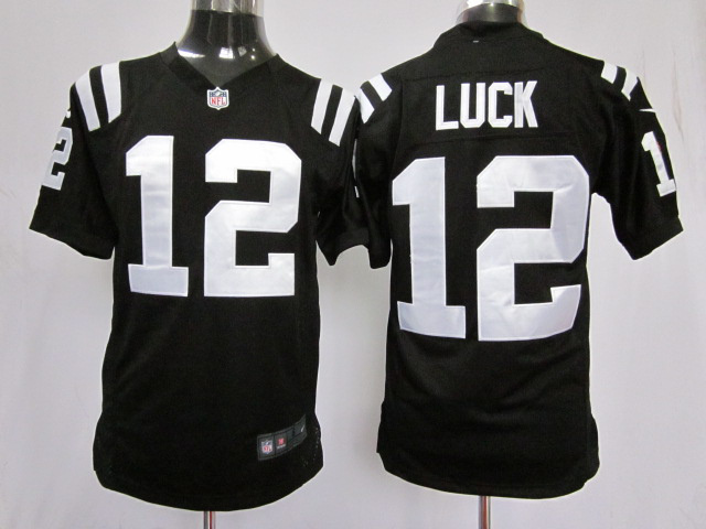 Nike Colts 12 Luck Black Game Jerseys
