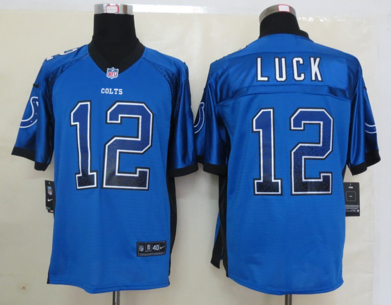 Nike Colts 12 Luck Blue Elite Drift Jersey
