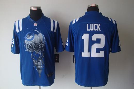 Nike Colts 12 Luck Blue Helmet Tri-Blend Limited Jerseys