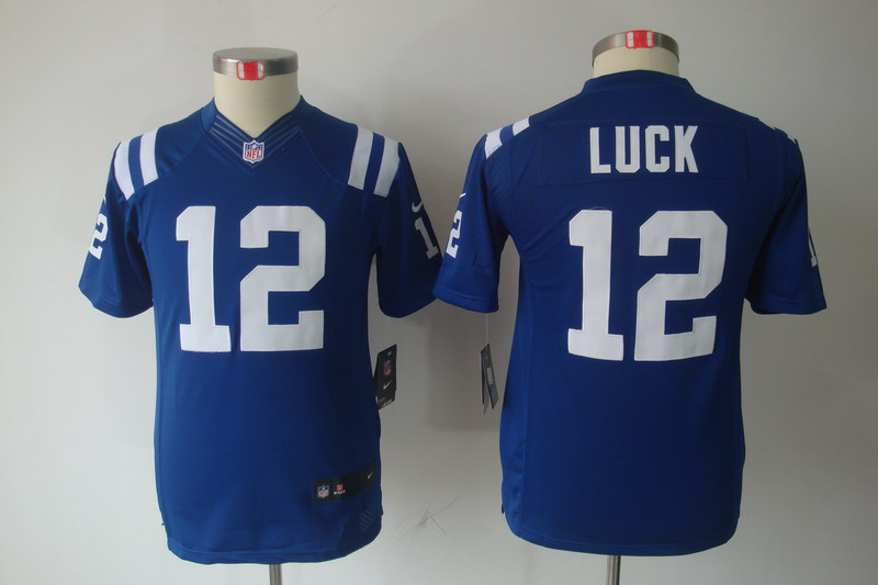 Nike Colts 12 Luck Blue Kids Limited Jerseys