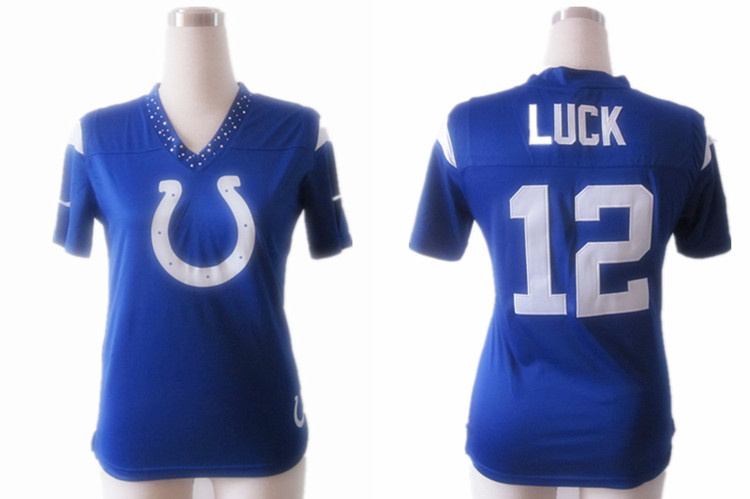 Nike Colts 12 Luck Blue Women Field Flirt Jerseys