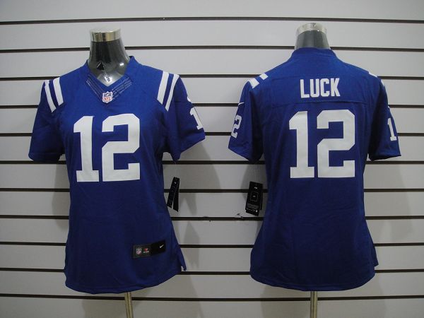 Nike Colts 12 Luck Blue Women Limited Jerseys