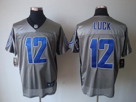 Nike Colts 12 Luck Grey Elite Jerseys
